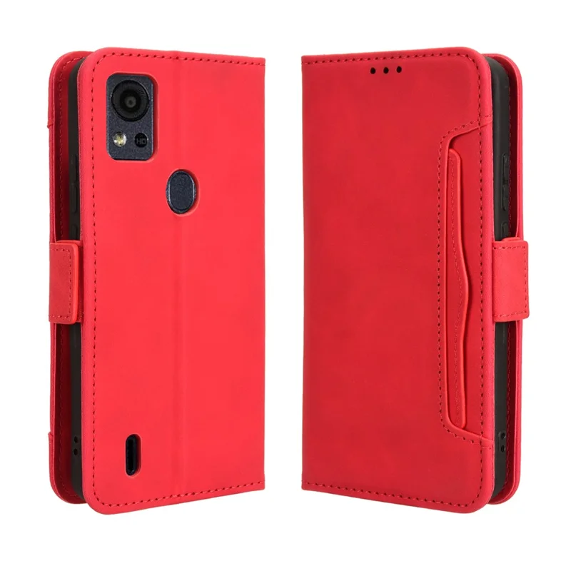 For Cricket Icon 5 / AT&T Motivate 4 Case Leather Phone Cover with Card Holder Wallet - Red