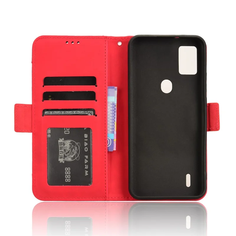 For Cricket Icon 5 / AT&T Motivate 4 Case Leather Phone Cover with Card Holder Wallet - Red