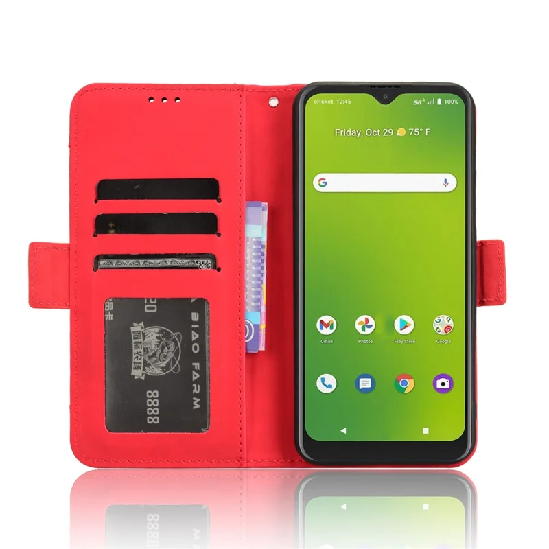 For Cricket Icon 5 / AT&T Motivate 4 Case Leather Phone Cover with Card Holder Wallet - Red