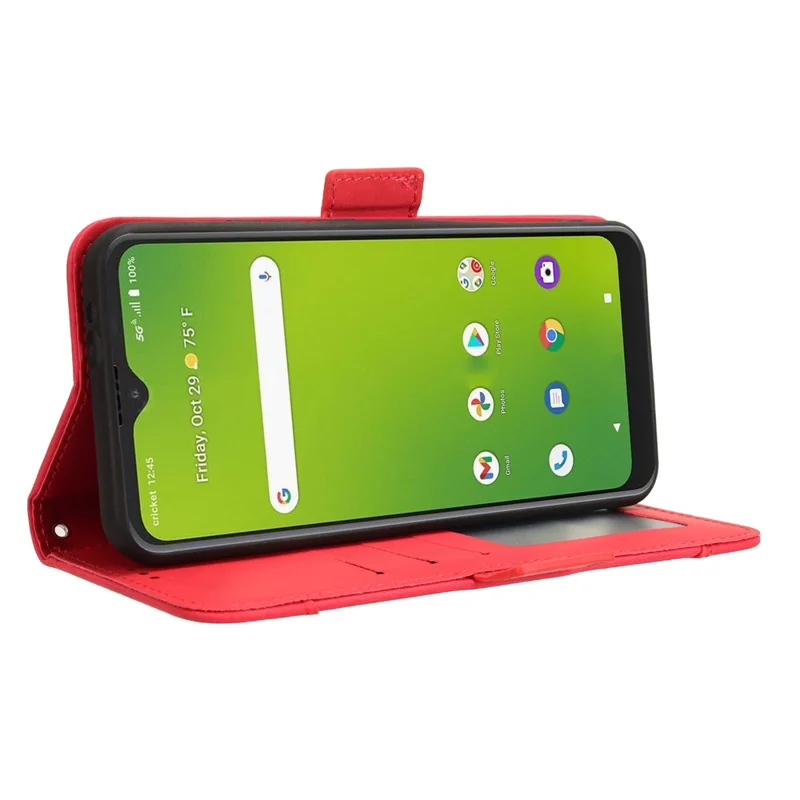 For Cricket Icon 5 / AT&T Motivate 4 Case Leather Phone Cover with Card Holder Wallet - Red