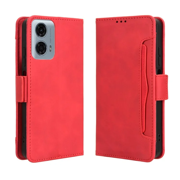 Pour Motorola Moto G Power (2024) Étui en cuir Walelt Cover avec plusieurs fentes pour cartes - Rouge