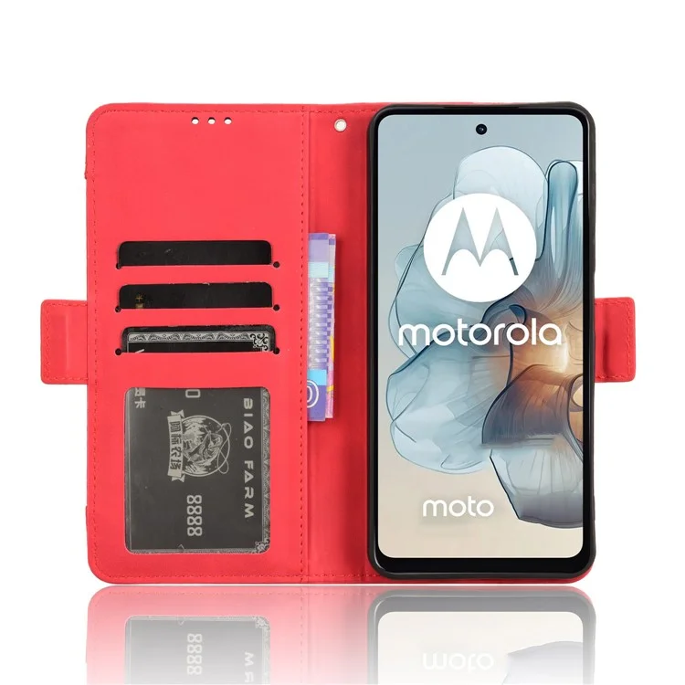 Pour Motorola Moto G Power (2024) Étui en cuir Walelt Cover avec plusieurs fentes pour cartes - Rouge