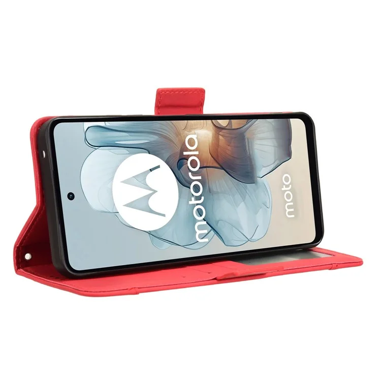 Pour Motorola Moto G Power (2024) Étui en cuir Walelt Cover avec plusieurs fentes pour cartes - Rouge