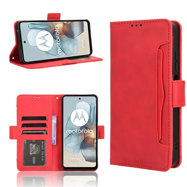 Pour Motorola Moto G Power (2024) Étui en cuir Walelt Cover avec plusieurs fentes pour cartes - Rouge