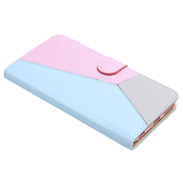 Für Samsung Galaxy A35 5G Case Color Splicing Leather Phone Protective Cover - Blau+Lila+Grau