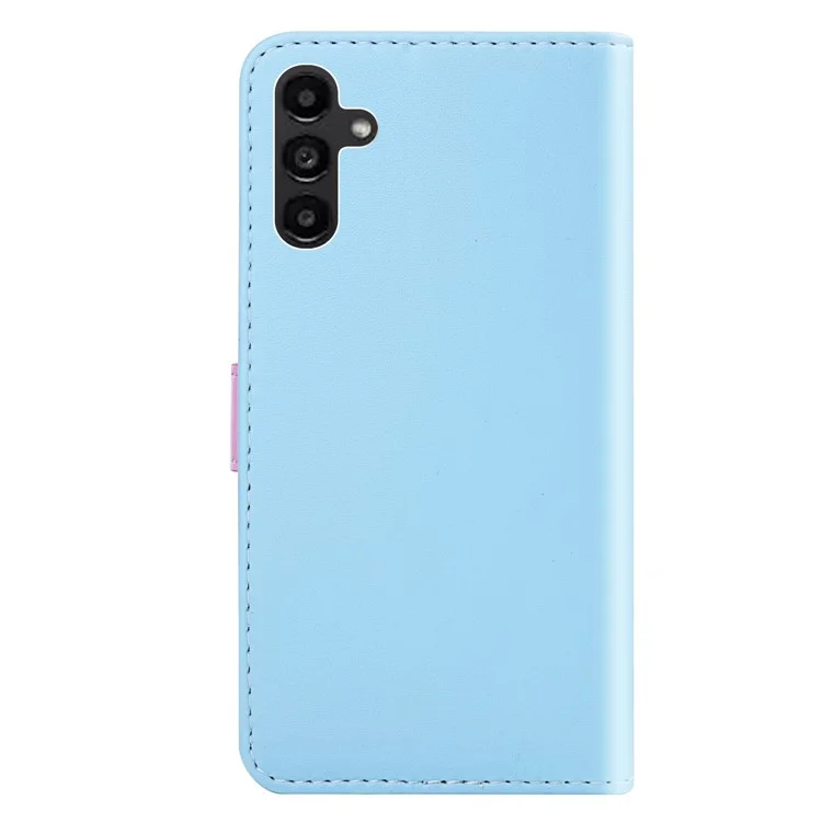 Für Samsung Galaxy A35 5G Case Color Splicing Leather Phone Protective Cover - Blau+Lila+Grau