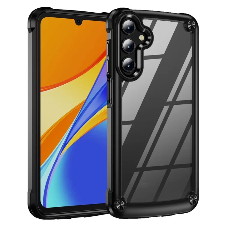For Samsung Galaxy A15 4G / 5G Phone Case Hybrid PC + TPU Back Cover with Alloy Lens Frame - Black