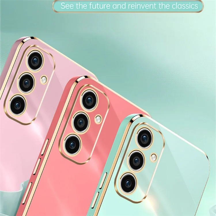 XINLI For Samsung Galaxy A55 5G Cell Phone Case Electroplating Gold Edge Kickstand Shell - Black