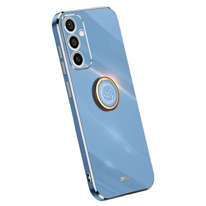 XINLI voor Samsung Galaxy A15 4G / A15 5G hoesje zacht TPU electroplated kickstand beschermmantel - Blauw