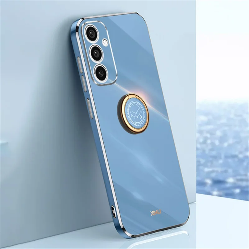 XINLI voor Samsung Galaxy A15 4G / A15 5G hoesje zacht TPU electroplated kickstand beschermmantel - Blauw