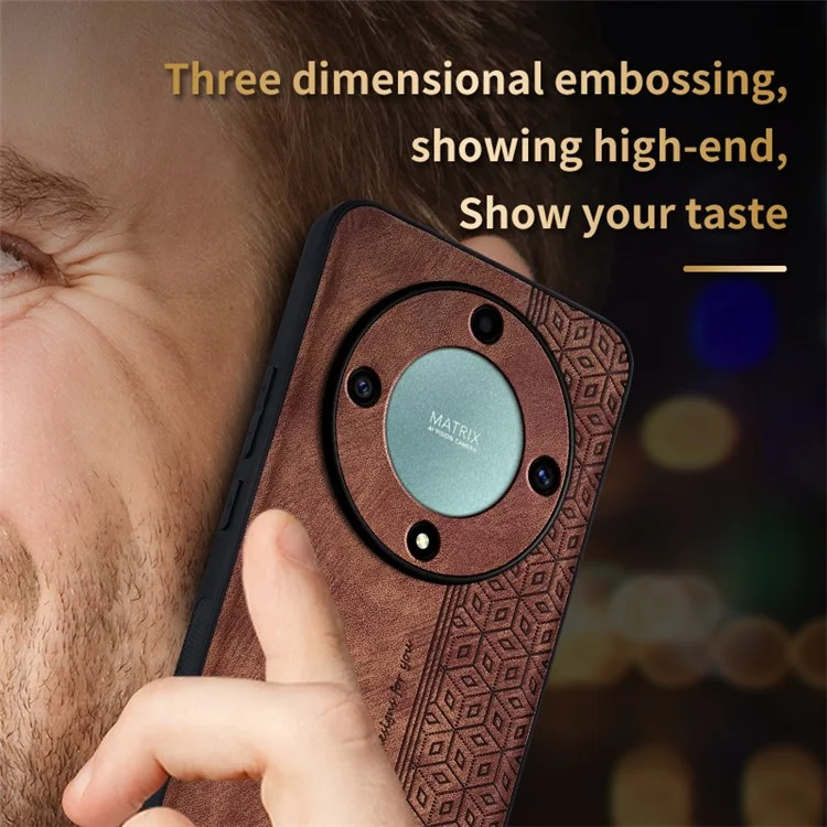 AZNS For Honor X9a 5G Case PU Leather Coated TPU Drop-proof Smart Phone Cover - Marrom
