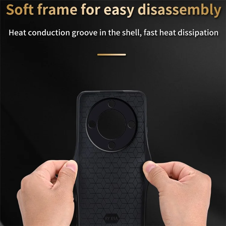 AZNS For Honor X9a 5G Case PU Leather Coated TPU Drop-proof Smart Phone Cover - Marrom