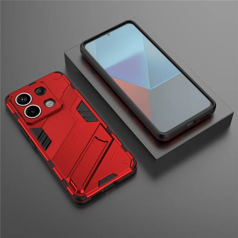 For Xiaomi Redmi Note 13 Pro 5G / Poco X6 5G Kickstand Case TPU + PC Phone Back Cover - Red