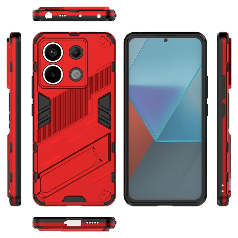 For Xiaomi Redmi Note 13 Pro 5G / Poco X6 5G Kickstand Case TPU + PC Phone Back Cover - Red