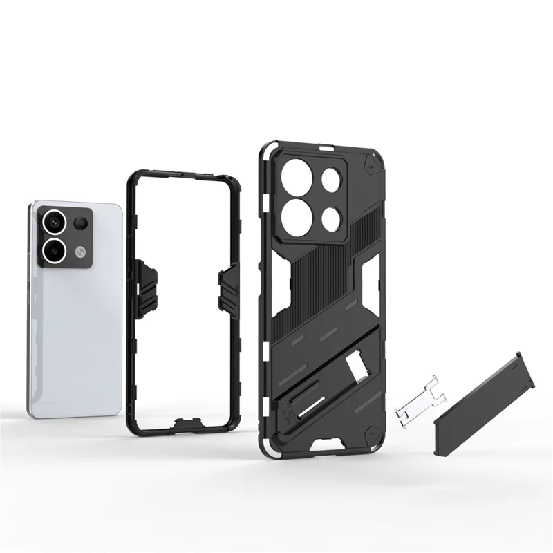 For Xiaomi Redmi Note 13 Pro 5G / Poco X6 5G Kickstand Case TPU + PC Phone Back Cover - White