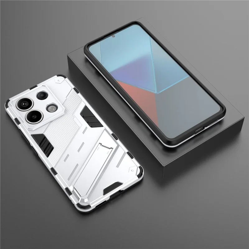 For Xiaomi Redmi Note 13 Pro 5G / Poco X6 5G Kickstand Case TPU + PC Phone Back Cover - White