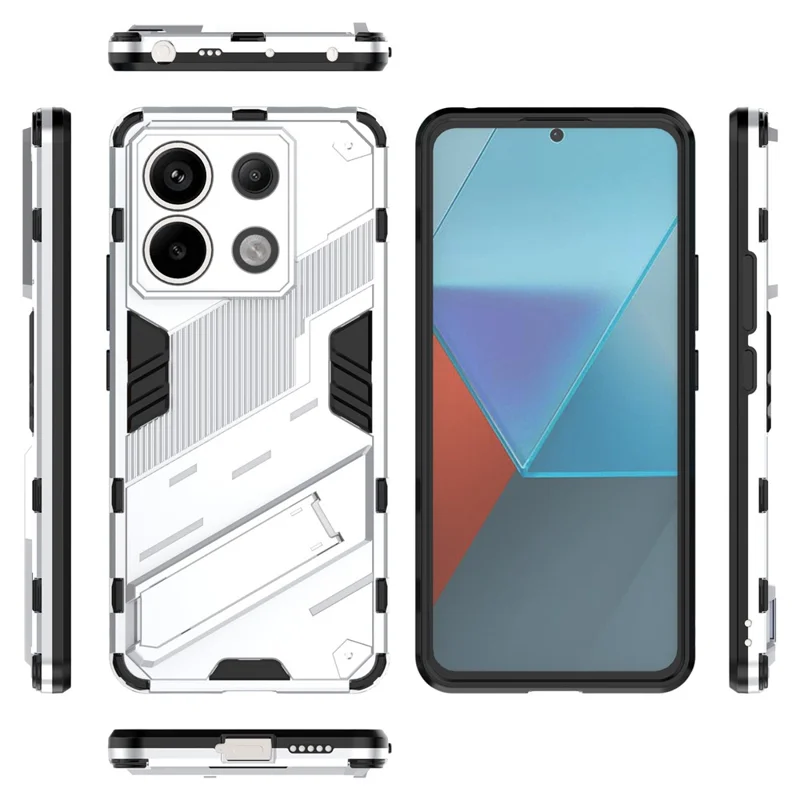 For Xiaomi Redmi Note 13 Pro 5G / Poco X6 5G Kickstand Case TPU + PC Phone Back Cover - White