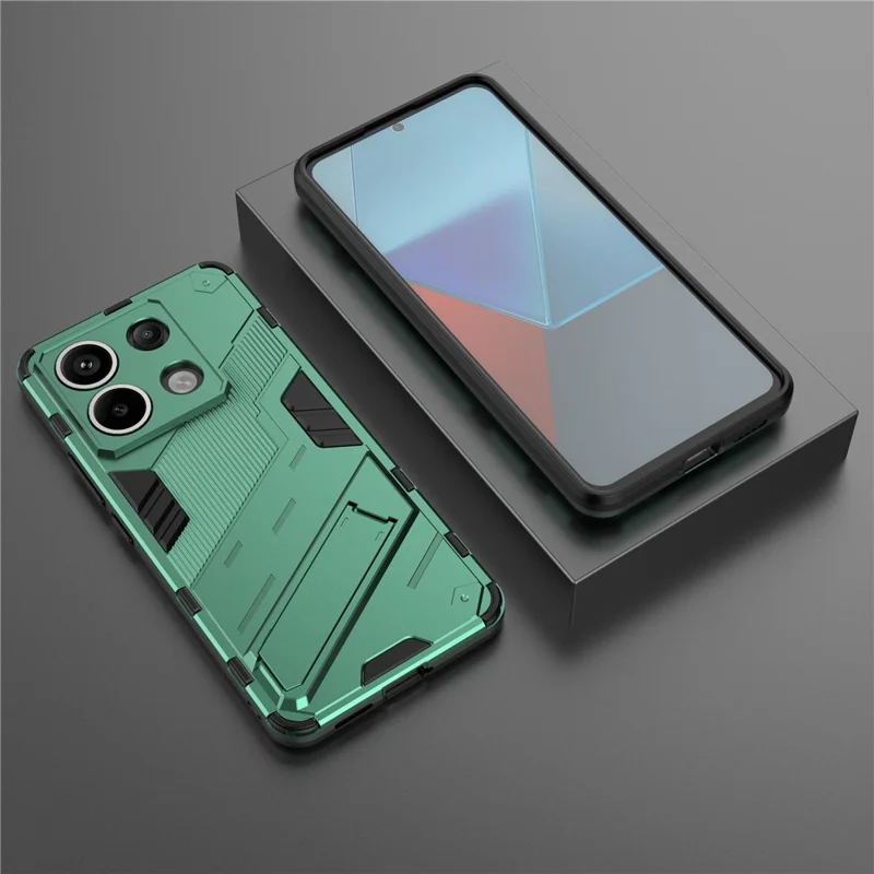 For Xiaomi Redmi Note 13 Pro 5G / Poco X6 5G Kickstand Case TPU + PC Phone Back Cover - Green