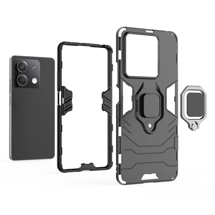 For Xiaomi Redmi Note 13 5G / Note 13 5G (China) Phone Case Anti-drop Cover with Kickstand - Black