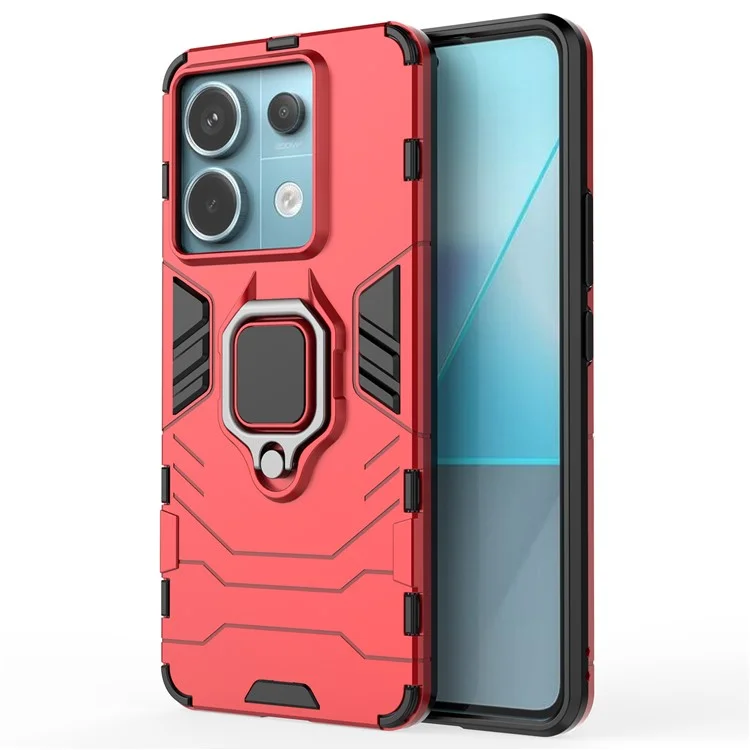 For Xiaomi Redmi Note 13 Pro 5G / Poco X6 5G Case Ring Holder Kickstand PC + TPU Cover - Red