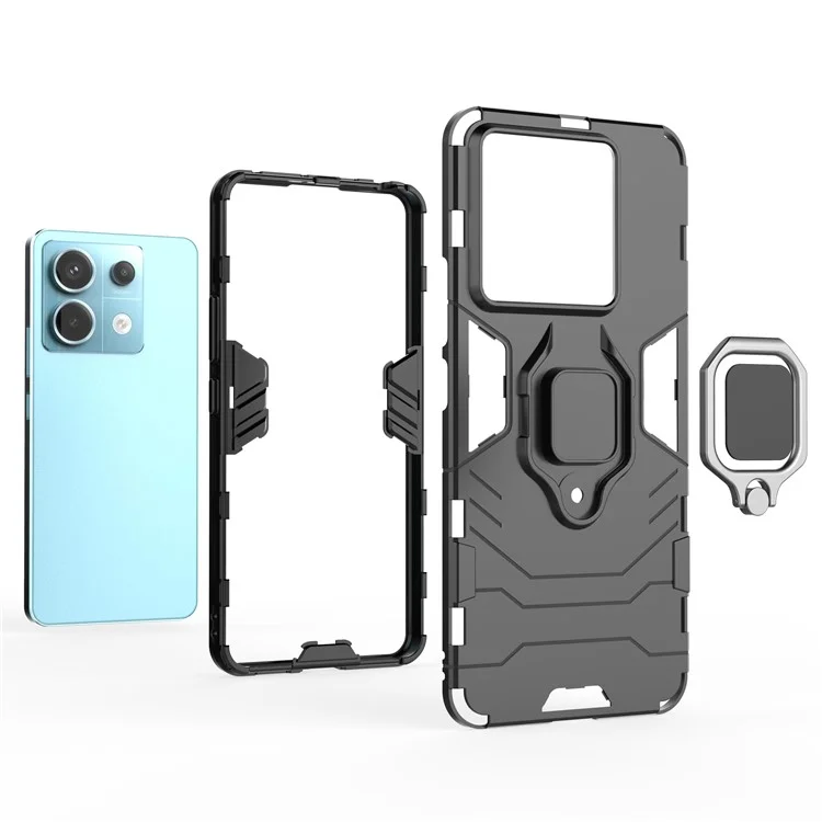 For Xiaomi Redmi Note 13 Pro 5G / Poco X6 5G Case Ring Holder Kickstand PC + TPU Cover - Red