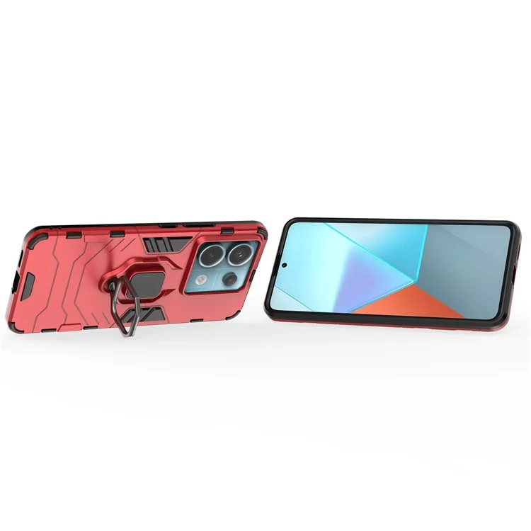 For Xiaomi Redmi Note 13 Pro 5G / Poco X6 5G Case Ring Holder Kickstand PC + TPU Cover - Red