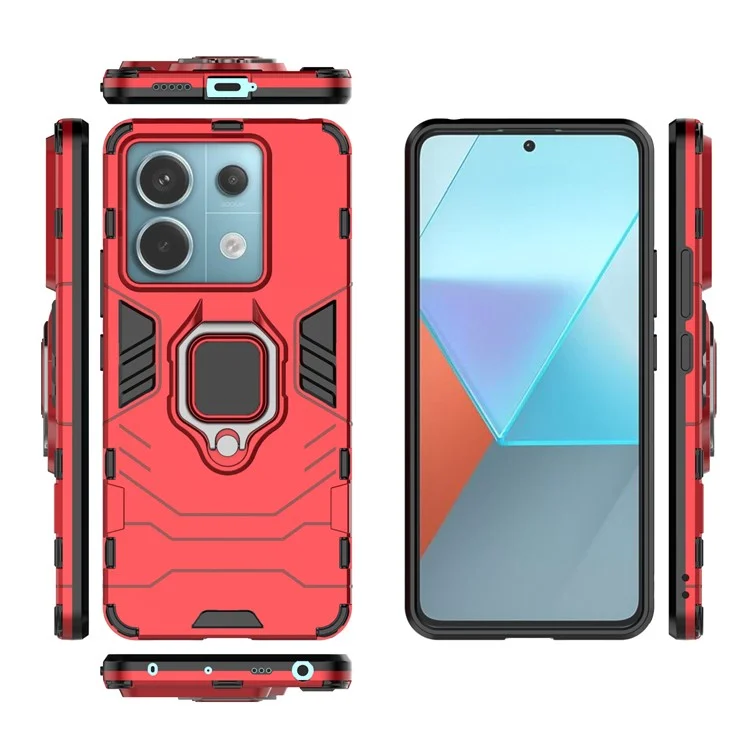 For Xiaomi Redmi Note 13 Pro 5G / Poco X6 5G Case Ring Holder Kickstand PC + TPU Cover - Red