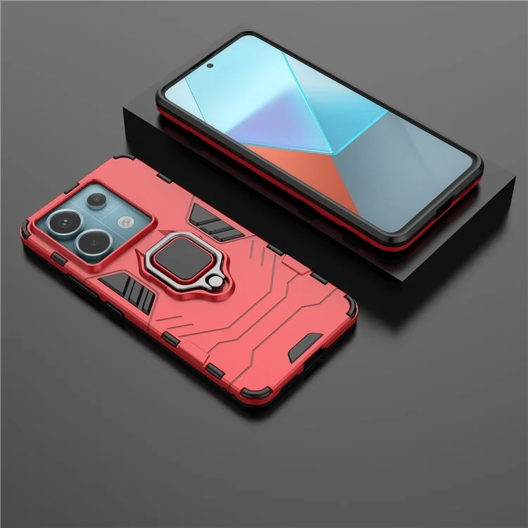 For Xiaomi Redmi Note 13 Pro 5G / Poco X6 5G Case Ring Holder Kickstand PC + TPU Cover - Red