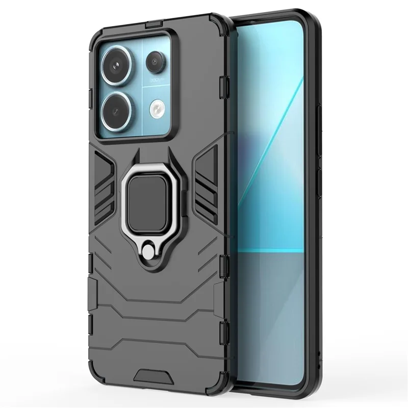 For Xiaomi Redmi Note 13 Pro 5G / Poco X6 5G Case Ring Holder Kickstand PC + TPU Cover - Black