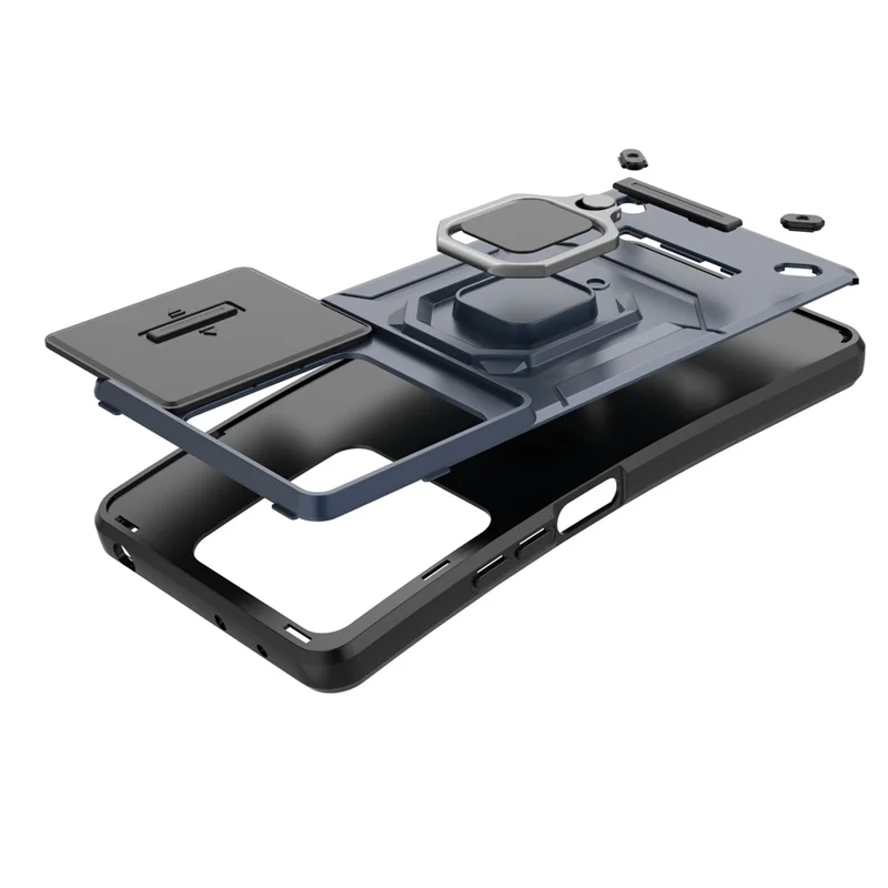 Para Xiaomi Redmi Note 13 Pro 5G / Poco X6 5G Kickstand Case Slide Lens Protection Cell Phone Cover - Grey