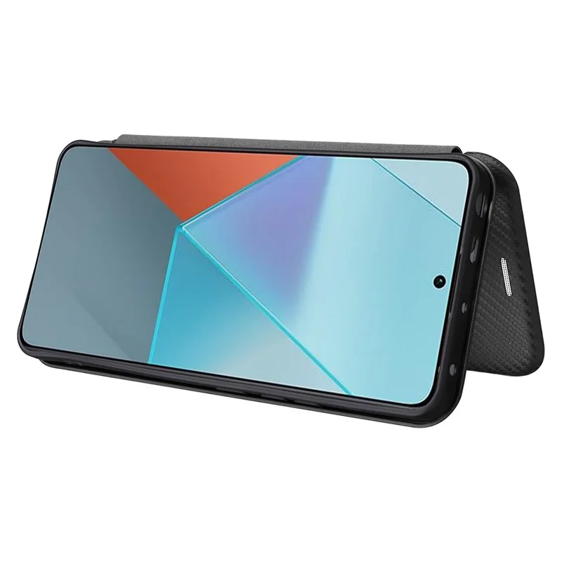 For Xiaomi Redmi Note 13 5G / Note 13 5G (China) Case Carbon Fiber Texture Phone Leather Cover - Black
