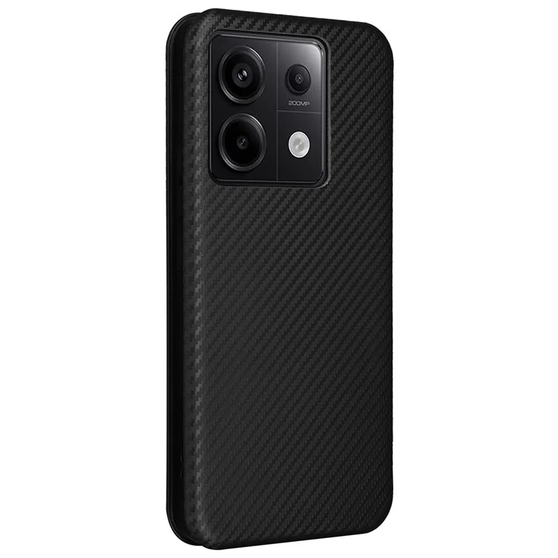 For Xiaomi Redmi Note 13 5G / Note 13 5G (China) Case Carbon Fiber Texture Phone Leather Cover - Black