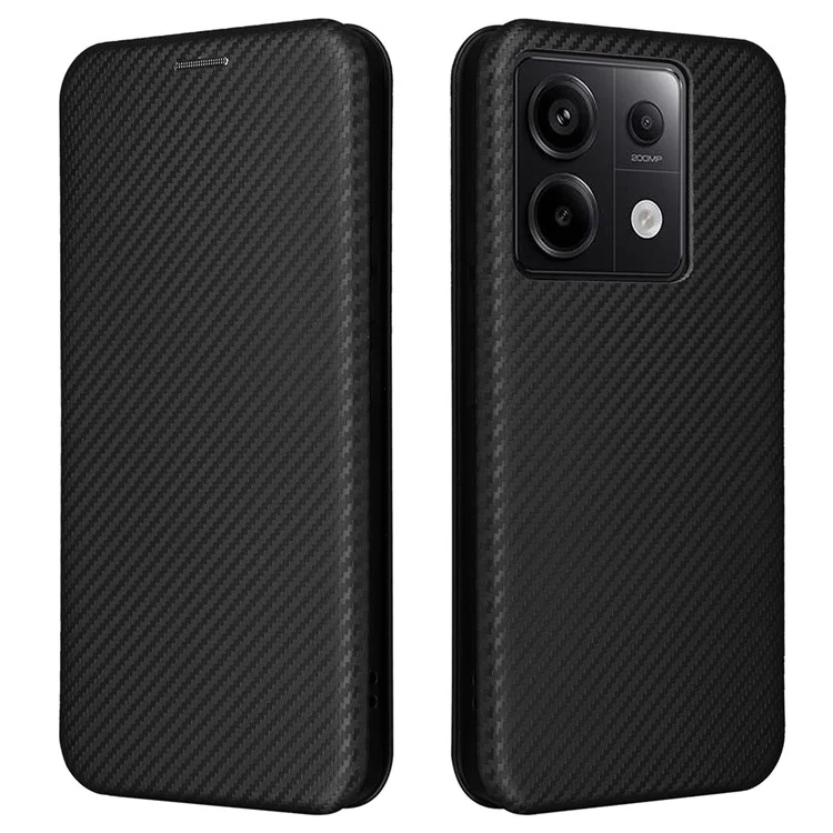 For Xiaomi Redmi Note 13 Pro 5G / Poco X6 5G Leather Case with Card Slots Carbon Fiber Texture - Black