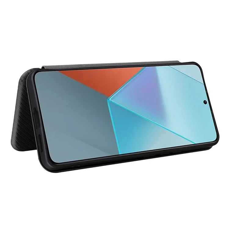 For Xiaomi Redmi Note 13 Pro 5G / Poco X6 5G Leather Case with Card Slots Carbon Fiber Texture - Black