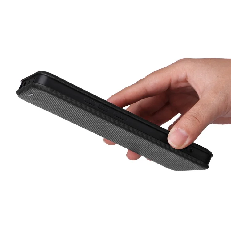 For Xiaomi Redmi Note 13 Pro 5G / Poco X6 5G Leather Case with Card Slots Carbon Fiber Texture - Black