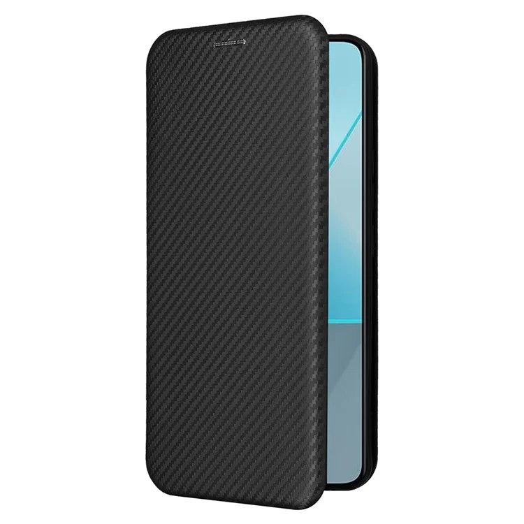 For Xiaomi Redmi Note 13 Pro 5G / Poco X6 5G Leather Case with Card Slots Carbon Fiber Texture - Black