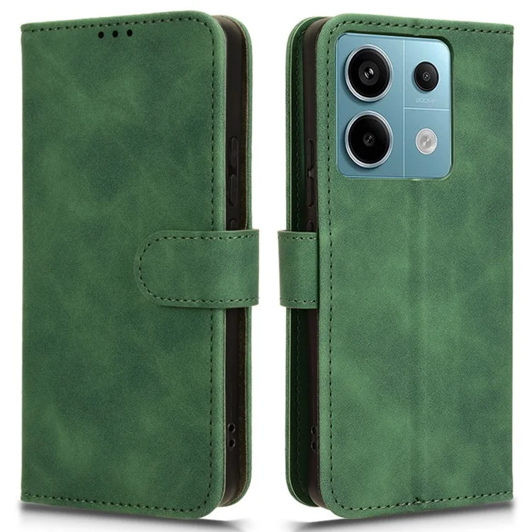 For Xiaomi Redmi Note 13 Pro 5G / Poco X6 5G Wallet Case Skin-touch Texture Leather Phone Cover - Green