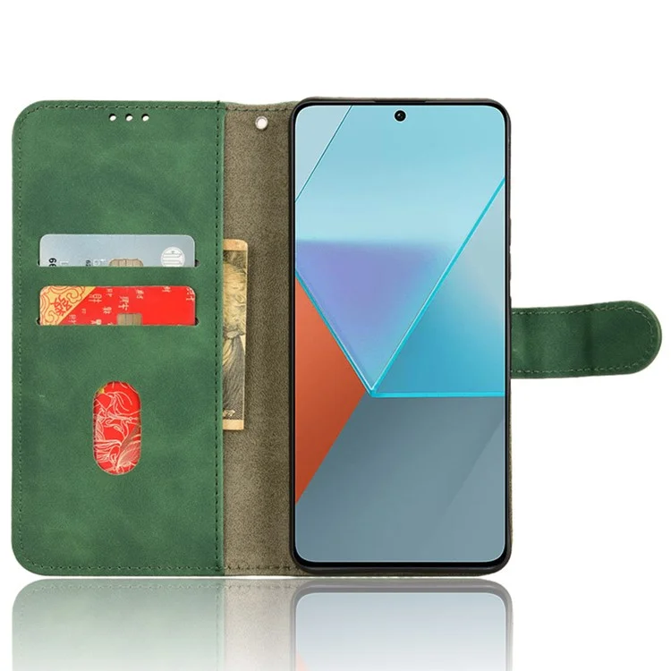 For Xiaomi Redmi Note 13 Pro 5G / Poco X6 5G Wallet Case Skin-touch Texture Leather Phone Cover - Green