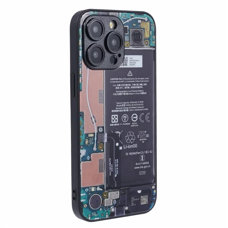 AL Series for iPhone 13 Pro Case Precise Cutout TPU+Acrylic+Glass Cover - Long Battery Circuit Board