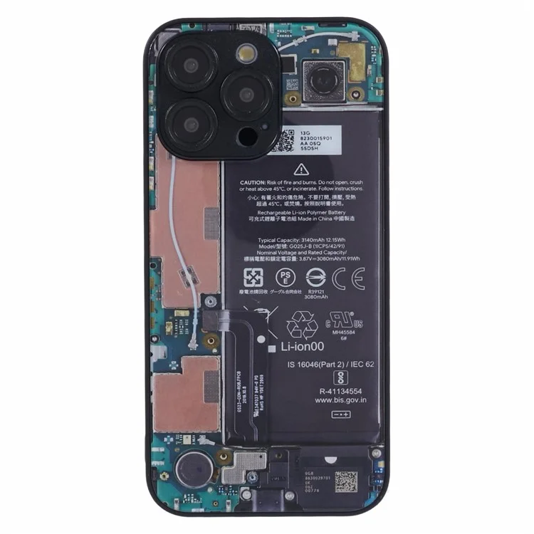 AL Series for iPhone 13 Pro Case Precise Cutout TPU+Acrylic+Glass Cover - Long Battery Circuit Board