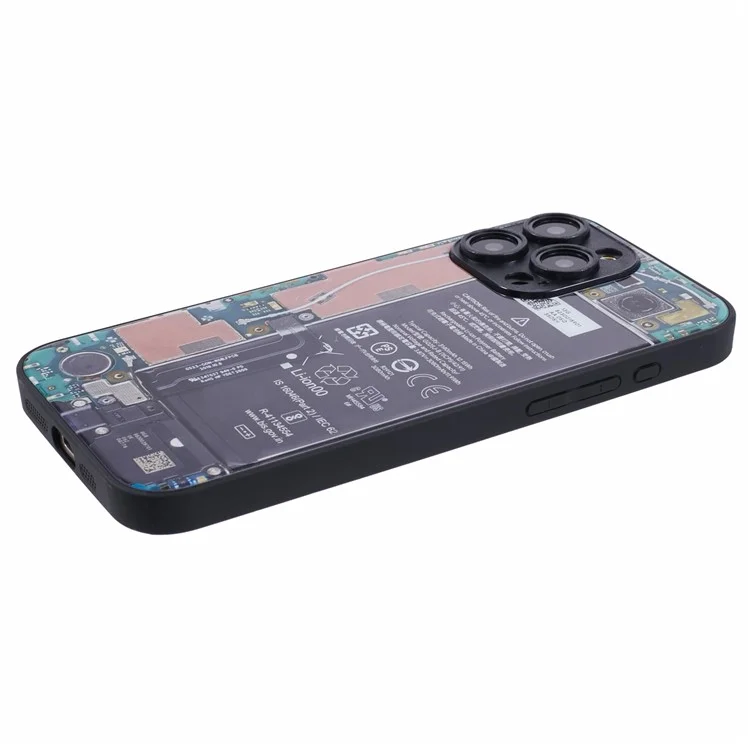 AL Series for iPhone 13 Pro Case Precise Cutout TPU+Acrylic+Glass Cover - Long Battery Circuit Board