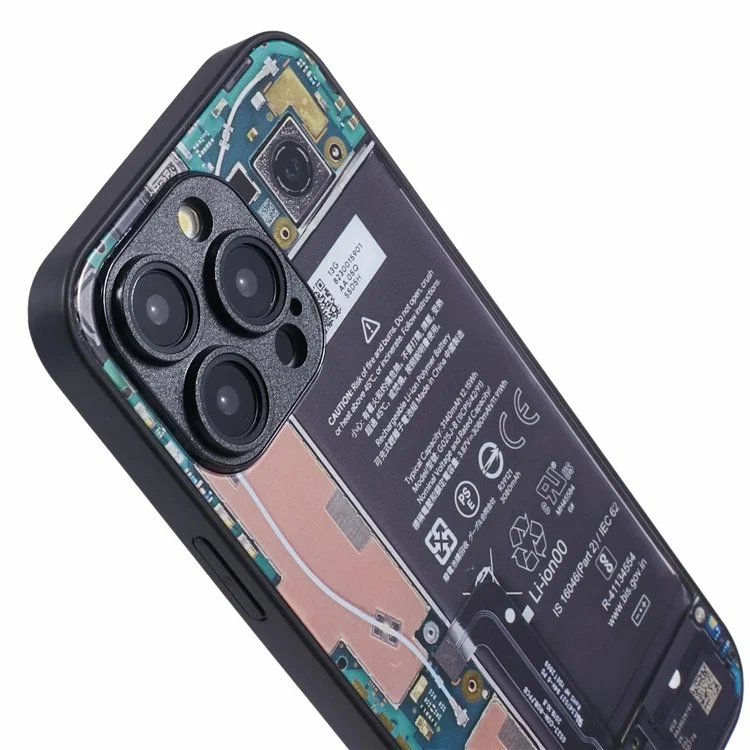 AL Series for iPhone 13 Pro Case Precise Cutout TPU+Acrylic+Glass Cover - Long Battery Circuit Board