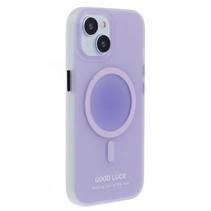 PP Series for iPhone 14 Magnetic Case Acrylic+TPU Shockproof Phone Cover - Translucent Purple