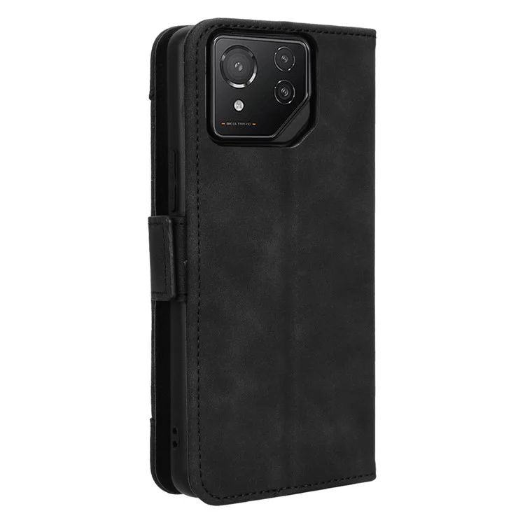 Per Asus ROG Phone 8 Pro 5G / 8 5G Case Stand Custodia in pelle con più slot per schede - Nero