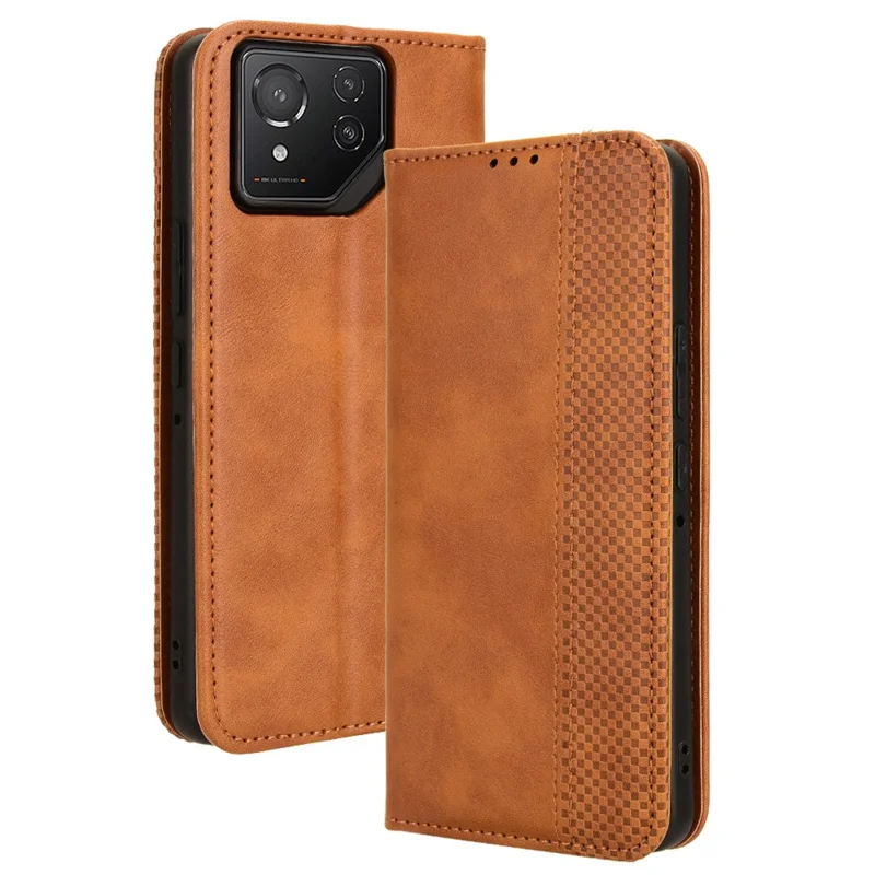 For Asus ROG Phone 8 Pro 5G / 8 5G Case Magnetic Closing Wallet Leather Phone Cover - Brown