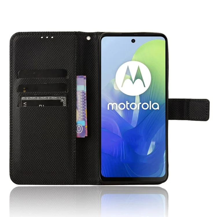 Pour Motorola Moto G04 4G / G04s 4G / G24 4G / G24 Power / E14 4G Étui magnétique Texture de diamant Portefeuille Anti-chute - Noir
