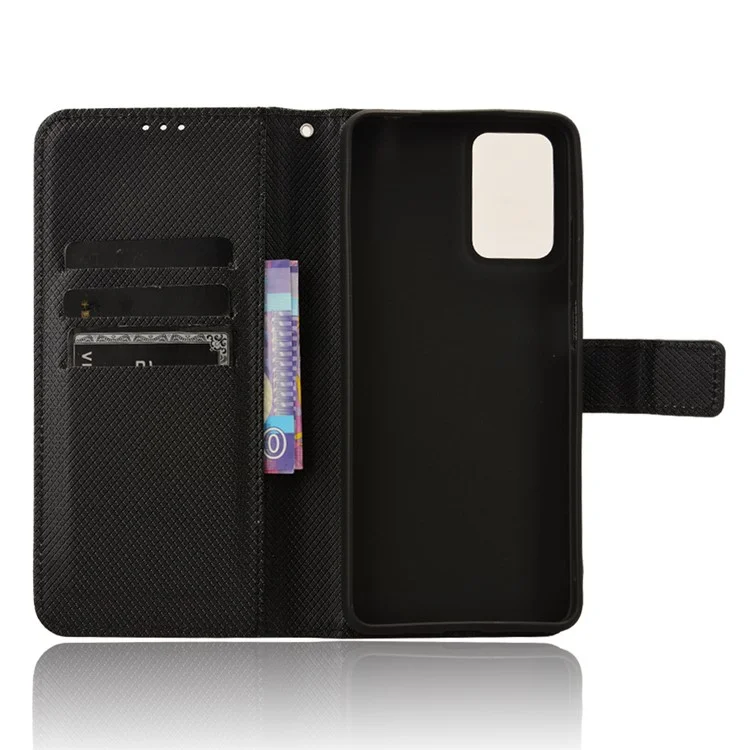 For Motorola Moto G04 4G / G04s 4G / G24 4G / G24 Power Magnetic Case Diamond Texture Wallet Anti-drop Cover - Black