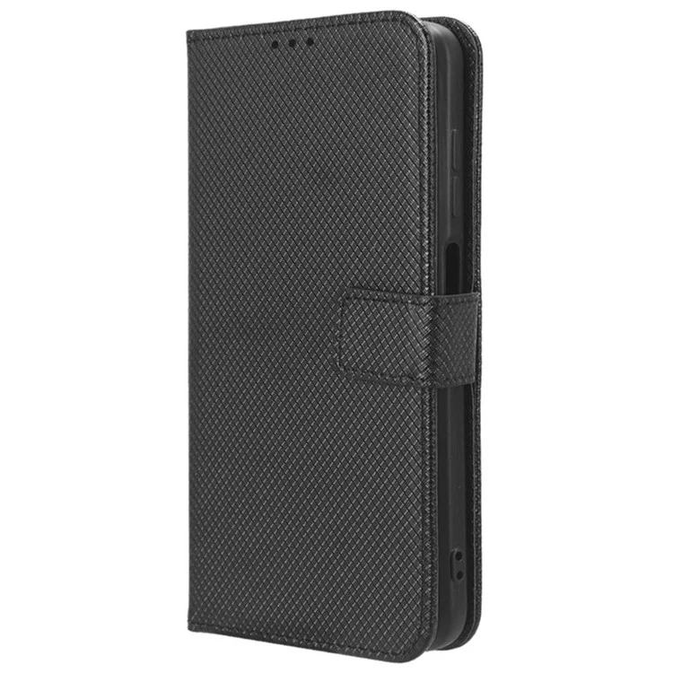 For Motorola Moto G04 4G / G04s 4G / G24 4G / G24 Power Magnetic Case Diamond Texture Wallet Anti-drop Cover - Black