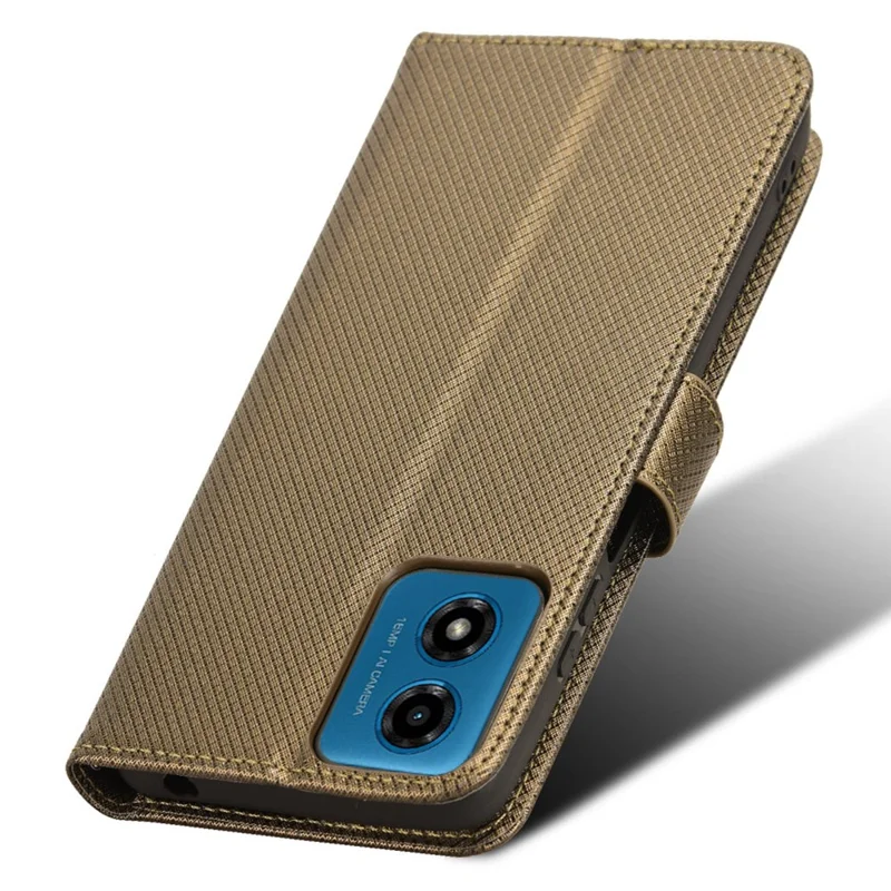 Para Motorola Moto G04 4G / G04s 4G / G24 4G / G24 Power / E14 4G Funda magnética Textura de diamante Cartera Anti-Caída Cubierta - Marrón