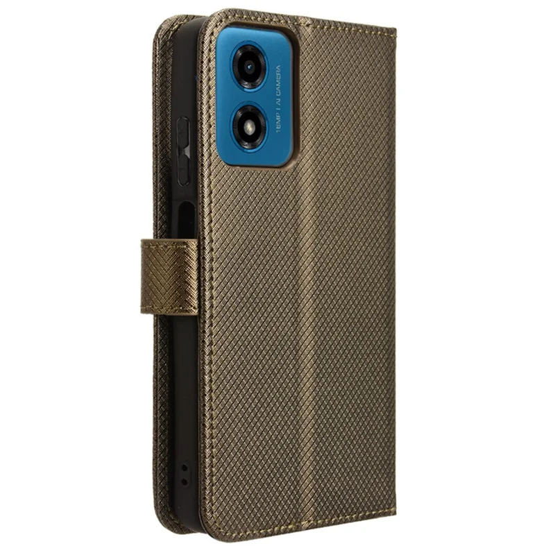 Para Motorola Moto G04 4G / G04s 4G / G24 4G / G24 Power / E14 4G Funda magnética Textura de diamante Cartera Anti-Caída Cubierta - Marrón
